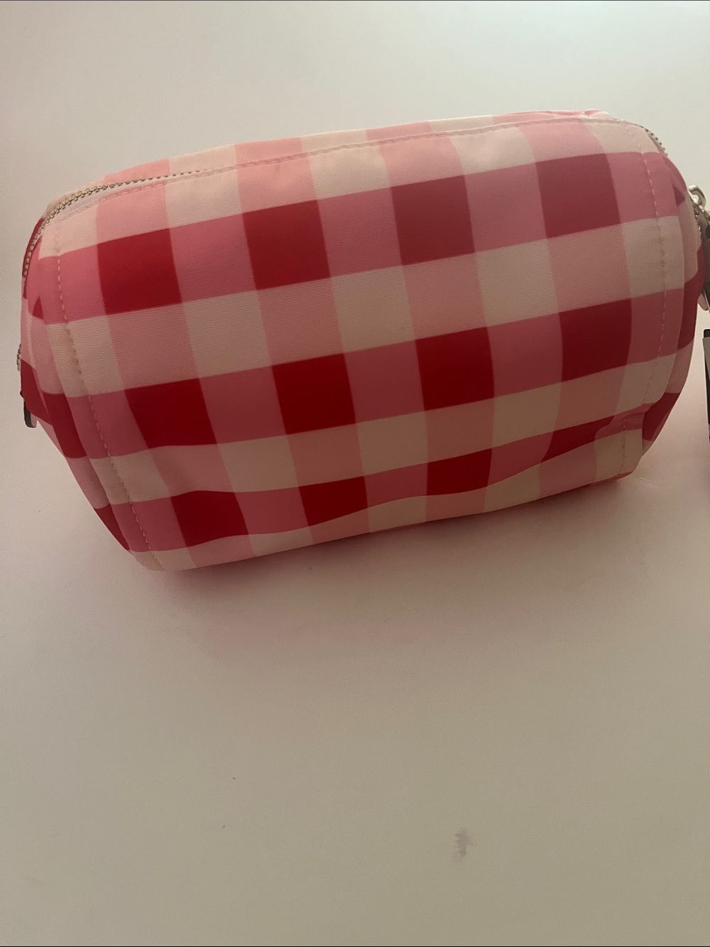 kate spade Pink and White Gingham Makeup Pouch with Gold Logo - Picture 2 of 6